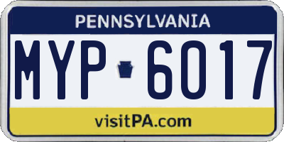 PA license plate MYP6017