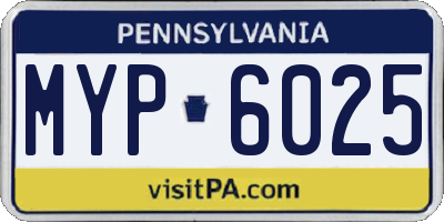PA license plate MYP6025