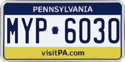 PA license plate MYP6030