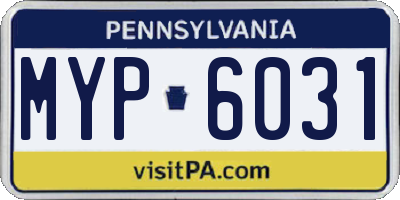 PA license plate MYP6031