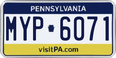 PA license plate MYP6071