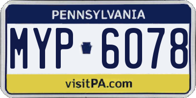 PA license plate MYP6078
