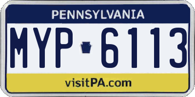 PA license plate MYP6113
