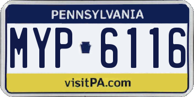 PA license plate MYP6116
