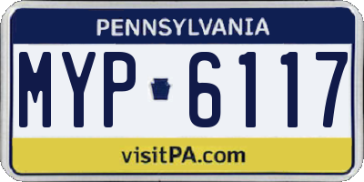 PA license plate MYP6117