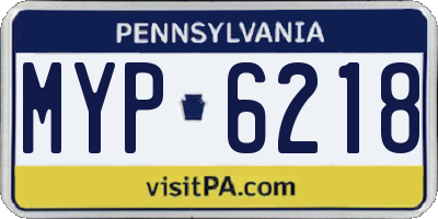 PA license plate MYP6218