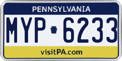 PA license plate MYP6233
