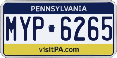 PA license plate MYP6265