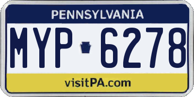PA license plate MYP6278