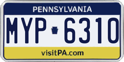 PA license plate MYP6310