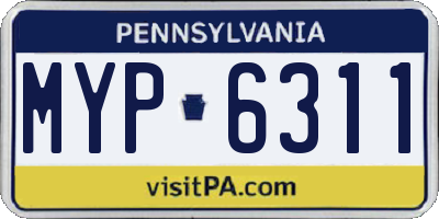 PA license plate MYP6311