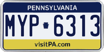 PA license plate MYP6313