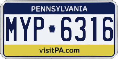 PA license plate MYP6316