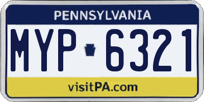 PA license plate MYP6321