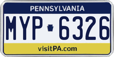 PA license plate MYP6326