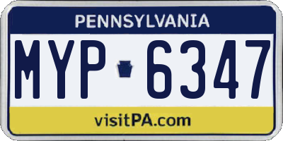 PA license plate MYP6347