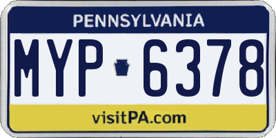 PA license plate MYP6378