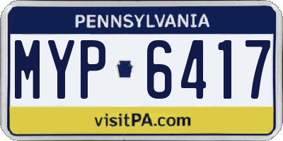 PA license plate MYP6417