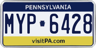 PA license plate MYP6428