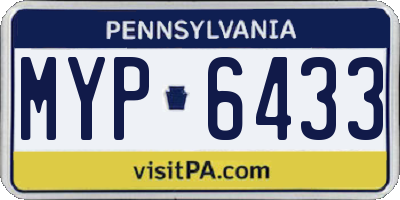PA license plate MYP6433