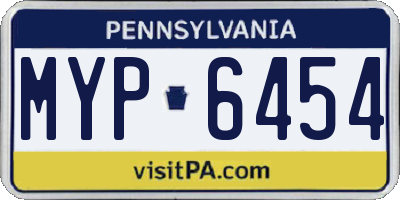 PA license plate MYP6454