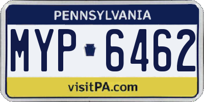 PA license plate MYP6462
