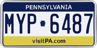 PA license plate MYP6487