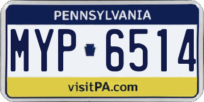 PA license plate MYP6514