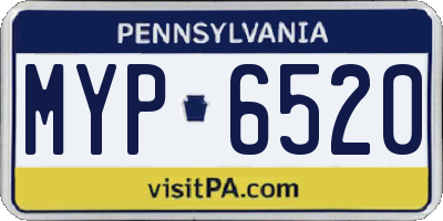 PA license plate MYP6520
