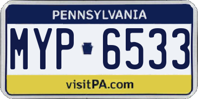 PA license plate MYP6533