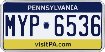 PA license plate MYP6536