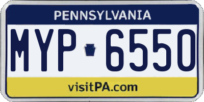 PA license plate MYP6550