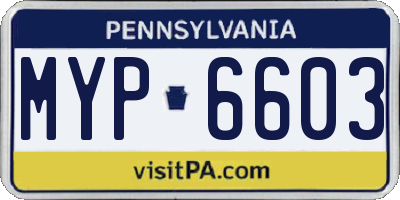 PA license plate MYP6603