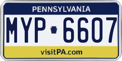 PA license plate MYP6607