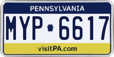 PA license plate MYP6617