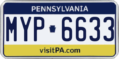 PA license plate MYP6633
