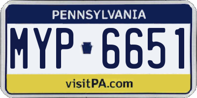 PA license plate MYP6651