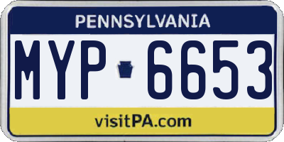 PA license plate MYP6653
