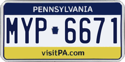 PA license plate MYP6671