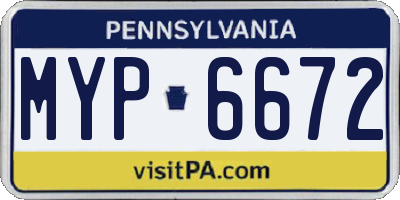 PA license plate MYP6672