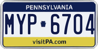 PA license plate MYP6704