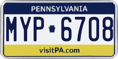 PA license plate MYP6708