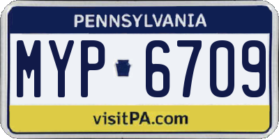 PA license plate MYP6709