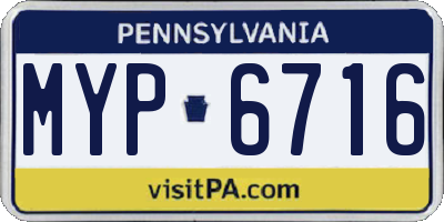 PA license plate MYP6716