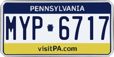 PA license plate MYP6717