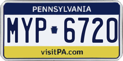 PA license plate MYP6720