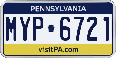 PA license plate MYP6721