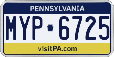 PA license plate MYP6725