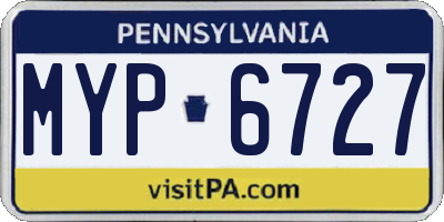 PA license plate MYP6727