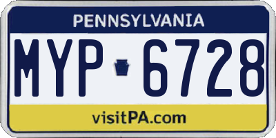 PA license plate MYP6728